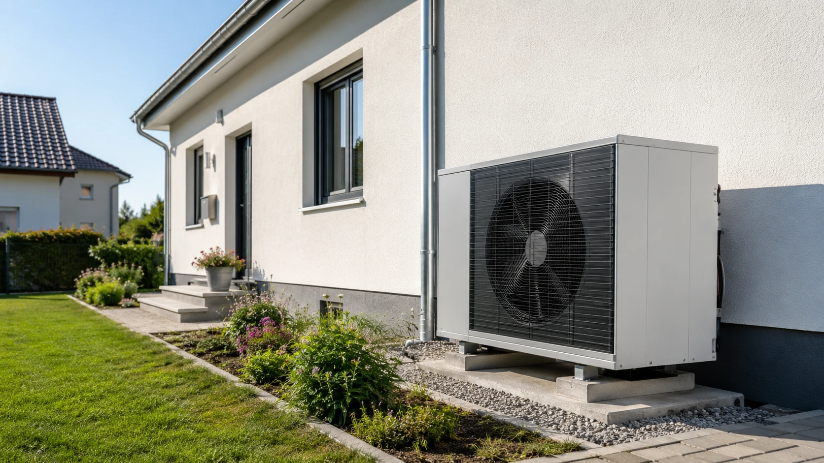 Moderne Wärmepumpe als Beispiel für die KfW Heizungsförderung