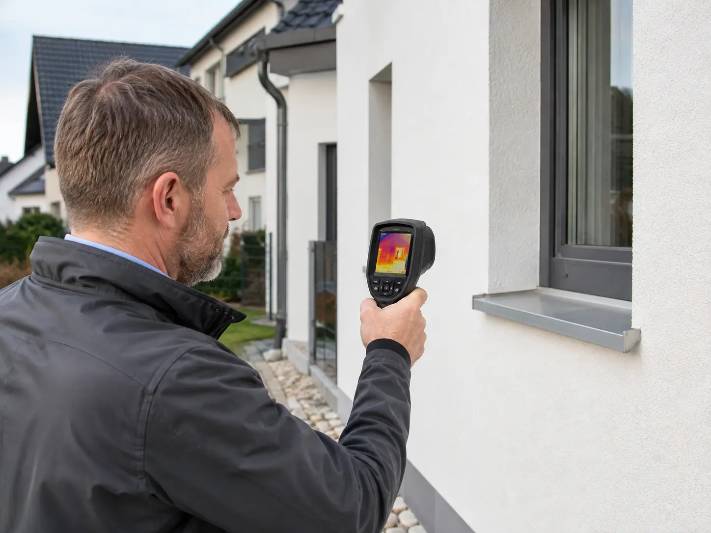Energieberater analysiert Wärmeverluste an der Gebäudehülle